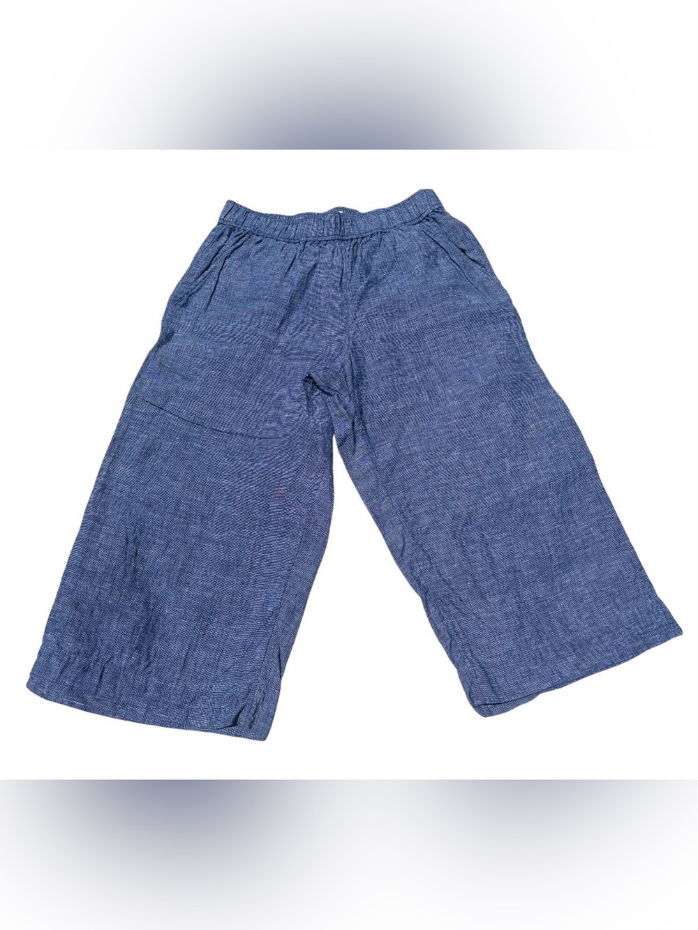Sigrid Olsen women’s Blue 100% linen cropped wide leg pant , Culottes, size S